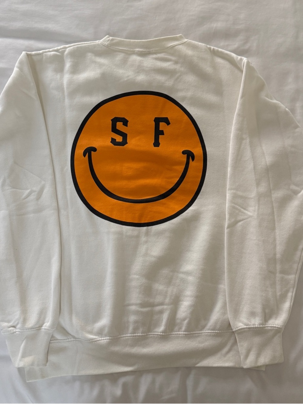 Oversized SF White Crewneck Sweater with Smiley